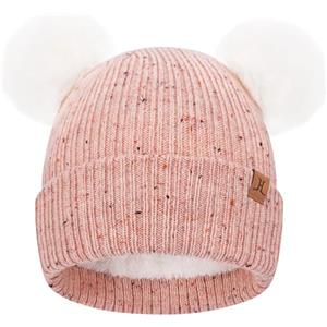 Bequemer Laden Termici cappello bambino invernale Caldi berretto neonato con doppio pon pon Carino beanie Cappelli Berretti in Maglia per 0-4 Anni Baby Bambini Bambina