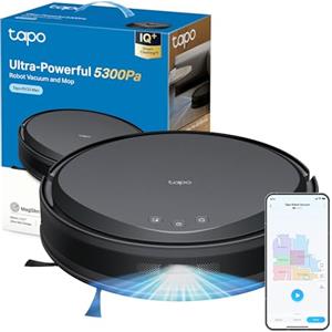 Tapo RV20 MAX Robot Aspirapolvere Lavapavimenti con Mappatura, Aspirazione 5300Pa, Navigazione LiDAR MagSlim, Zone No-Go e Muri Virtuali, Design Ultra Compatto 83mm, Controllo APP&Alexa