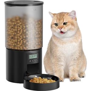 POOEKEN Distributore Automatico Cibo Gatti: Dispenser Crocchette Gatto con 10S Registrazione - Dosatore Crocchette per Cani con Orari di Mangiatoia Personalizzati 1-6 Pasti al Giorno Timer 6L