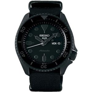 Seiko 5 Sports Street Orologio Analogico Automatico Uomo con Cinturino in Tessuto SRPD79K1, Nero, 9K1