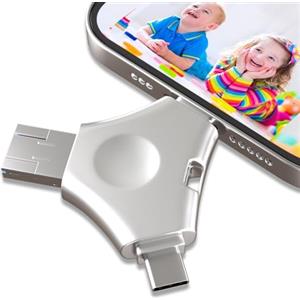 Vaebkur 512GB Chiavetta USB per Iphone, 4 in 1 Pendrive Memoria Esterna per scaricare foto, USB C Pen Drive USB Stick 3.0, Alta Capacità Memory Stick Compatibile con iphone/Pad/Android/PC