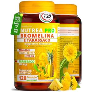 Bodyblooms Bromelina forte drenante con Tarassaco da 120cps. Bromelina extra forte drenante 5000 gdu/g azione Drenante forte dimagrante anticellulite.Bromelina complex cellulite gambe e glutei NUTREAPRO®