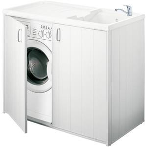 DEODATO Mobile lavatoio copri lavatrice reversibile bianco Negrari con ante 109x60x92 cm
