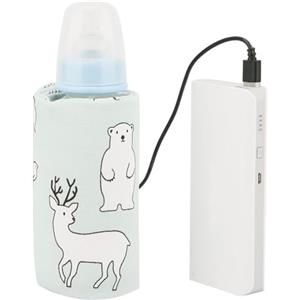 Agatige Scaldabiberon per latte materno, biberon portatile USB Mantiene caldo il latte elettrico Conservazione da viaggio Scaldalatte termostatico per il pasto del bambino(Orso polare)