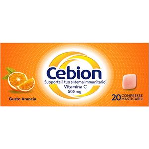 Cebion - Integratore di Vitamina C 500mg Gusto Arancia - 20 Compresse Masticabili