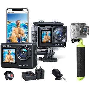 WOLFANG Action Cam GA200 4K30FPS & Set di Manico Galleggiante