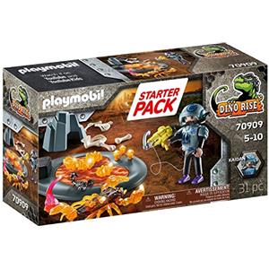 PLAYMOBIL Dino Rise 70909 Starter Pack Scontro con Lo Scorpione di Fuoco - Giocattoli per Bambini dai 5 Anni
