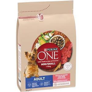 Purina ONE MINI Crocchette Cani Adult con Manzo e Riso, 1 Sacco da 3 Kg