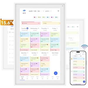 TABWEE Calendario Digitale TABWEE, Calendario Elettronico Parete 39,6 cm/15,6 Pollici, Touchscreen FHD Intelligente 1920 x 1080 per Pianificatore Familiare 2025, Cornice Digitale Per Foto