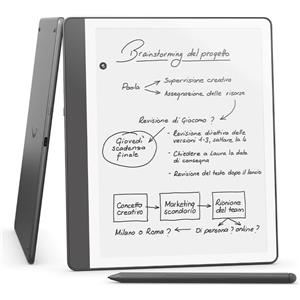 Amazon Kindle Scribe 16Gb Schermo 10.2'' ridisegnato con bordi uniformi, scrittura diretta su libri e documenti Penna premium inclusa Grigio tungsteno