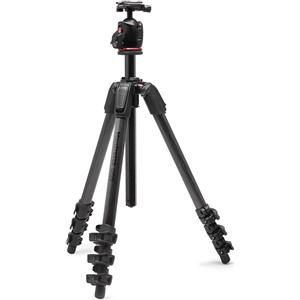 Manfrotto 055XPRO AS - Treppiede in Fibra di Carbonio con Testa a Sfera XPRO, 4 Sezioni, Carico Max 15kg, Colonna 90°