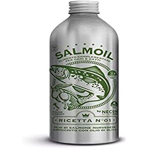 Necon Pet Food Salmoil Ricetta 1 Alimento Complementare per Cani e Gatti a Base di Olio di Salmone Norvegese Arricchito con Olio di Oliva - 250 ml