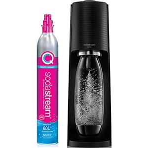 SodaStream Terra - Macchina per acqua frizzante, con CO2 e bottiglia lavabile in lavastoviglie, colore: Nero