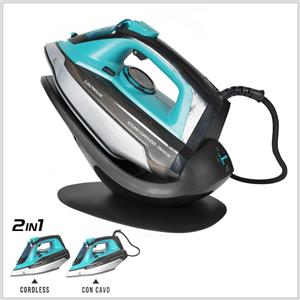 DICTROLUX Ferro da stiro 2 in 1 Steam cordless Dictrolux senza fili colpo vapore 300ml 2600w + base ricarica