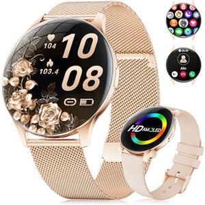 BENYAR SMART Smartwatch Donna, 1,43" AMOLED Schermo/Chiamata Bluetooth/100+ Modalità Sportive Smartwatch, Sonno/SpO2/Calorie/Frequenza Cardiaca Monitor per Android iOS 2025