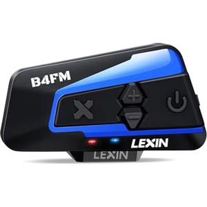 LEXIN B4FM Interfono Moto Casco, Auricolare Bluetooth Casco Moto, Sistema Comunicazione Riduzione del Rumore, Fino a 10 Motociclisti, Condivisione della Musica, FM Radio, IP67, Universale