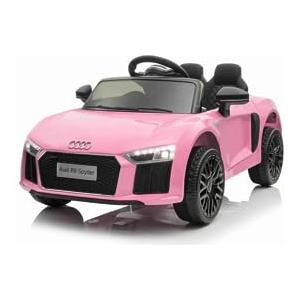 TOYSCAR Macchina Elettrica per Bambini Audi R8 Spyder Full Optional Auto Elettrica per Bambini Telecomandata Sedile in Pelle Porte Apribili Doppio Motore Elettrico 12V Rosa