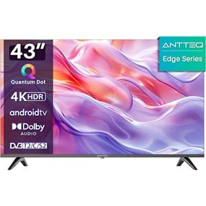 Antteq Edge Q43 Smart TV 43 Pollici(Televisione 109cm) QLED 4K, HDR,App Store(10000+ APPs),Bluetooth Voice Assistant,Wifi 2.4G/5G