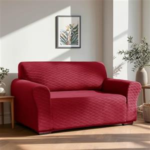 Deconovo Copridivano Elasticizzato 4 Posti con Braccioli - Antigraffio per Gatti, Copertura Moderna Antimacchia, Protezione Lavabile per Divano in Soggiorno, Rosso Intenso