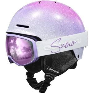 Odoland Casco da Sci per Bambini, Casco e Occhiali da Sci, Antiurto Antivento Maschera Protettivi per Sport Sulla Neve Snowboard, per Ragazze e Ragazzi Età 6-14,NAS