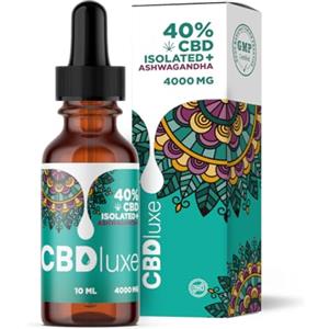 CBDluxe | Olio CBD 40% Isolato (+Ashwagandha) | Massima Potenza | Massima Purezza | 4000mg | 0% THC | Biologico e Testato in Laboratorio | Certificato CPNP (40%)