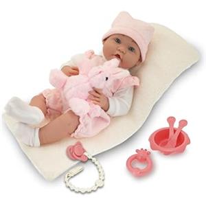 Teorema Giocattoli, Baby Teo Neoborn, Bambolotto Realistico 40 cm con Corpo in Morbido Vinile, Bambola Bambina Completa di Accessori Pappa, Ciuccio e Peluche, Idea Regalo