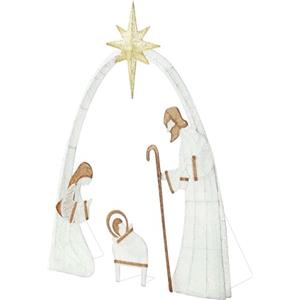BUNQQF Presepe Illuminato per Natalizia, Luci Presepe Natalizio Decorativo, Presepe a LED Sacra Famiglia per Cortile, Ornamento da Giardino per Esterni, Prato, Decorazione Natalizie (A)
