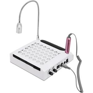 Generico Set Professionale per Manicure 80W 4 IN 1, Aspiratore Unghie con Fresa Unghie Elettrico 30000 giri, con Cuscino per e Lampada, per gel uv led per le unghie