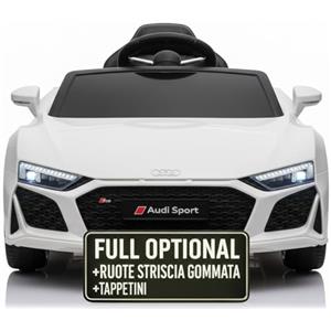 TOYSCAR Auto Macchina Elettrica 12V NEW Audi R8 Spyder per Bambini Led MP3 con Telecomando Sedile in pelle Bianca