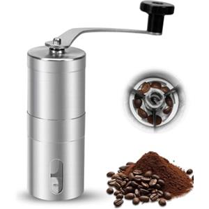 Fouvin Macinacaffè Manuale in Acciaio Inox, Macina Caffè Manuale, Macinino Caffè con Maniglia e Macine in Ceramica, Coffee Grinder per Aeropress, French Press, Espresso e Moka