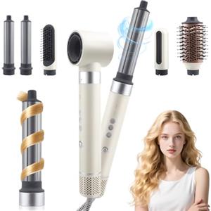 Strixorn Airbliss, Air Styler Spazzola Aria Calda per Capelli 6-in-1, Set di Styling con Tecnologia Coanda, 1400W, 3 Temperature/Velocità, Ionico, Spazzola Rotante per Capelli, Ideale Regalo