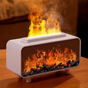 Bebykilemi Diffusore di oli essenziali a fiamma per camino, umidificatore con 7 colori a LED, diffusore per aromaterapia, per casa, ufficio, camera da letto (bianco)