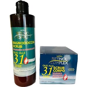 ULTRA RETINOL COMPLEX olio alle 31 erbe scrub corpo balsamico esfoliante defaticante e un bagnodoccia scrub balsamico e defaticante olio alle 31 erbe