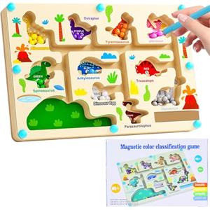 MCTNCT Labirinto Magnetico Bambini,Labirinto Magnetico Giochi Montessori 3 4 5 6 Anni,Dinosauro Labirinto Magnetico di Colori e Numeri Regali di Giocattoli Educativi per Ragazze e Ragazzi