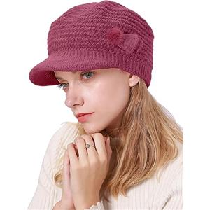 CheChury Berretto Invernale da Donna Elegante Stiloso Morbido Cappello Donna in Maglia Fodera in Pile Spesso Caldo Elasticizzato Alta qualità Cappello da Donna con Fiocco Morbido Design Moderno