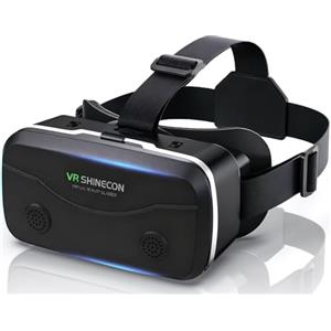 SHREVNI Occhiali VR 3D, Cuffie Realtà Virtuale HD per Smartphone 5 a 7 pollici, Visore VR Compatibile iOS/Android, per Film e Giochi (Nero)