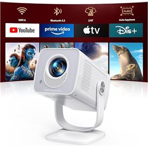 TOPTRO [Android 13|Ottica Corta]Proiettore WIFI6 e Proiettore Portatile Bluetooth 5.4 Two-Way Supporto 1080P 4K Mini Videoproiettore Auto Keystone Rotazione di 270° Per Esterni/Telefoni/HDMI/USB/TV Stick