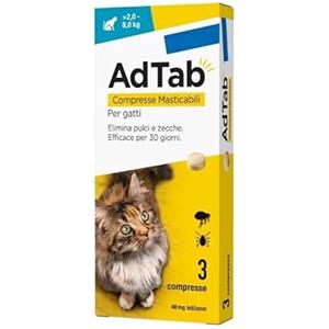 Generico Ad Tab Antiparassitario per Gatti - 3 Compresse Masticabili (2,0-8,0 kg)