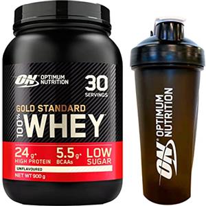 ON Optimum Nutrition Gold Standard 100% Whey Proteine in Polvere con Aminoacidi Fragola 900g 30 Porzioni + Shaker