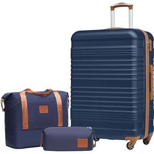COOLIFE Set di Valigie Rigida 3 Pezzi, Set Valigie con Borsone da Viaggio Espandibile Palestra e Borsa da Toilette, Valigia con 4 Rotelle Girevoli a 360° TSA Serratura