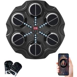 DASIAUTOEM Music Boxing Machine Music Boxing Machine con Guantoni da Boxe, Macchina Musicale Elettronica a LED Smart Bluetooth, 3 velocità e modalità di Conteggio, Regalo per Adulti Bambini Exercise