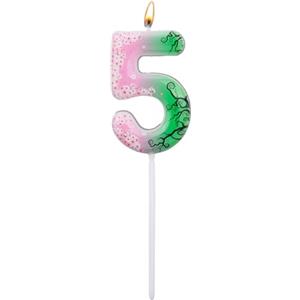 SAVITA Candela Compleanno a Tema Strega, Candele Numeri Rosa e Verdi Graziosi Topper per Torta con Numeri Decorazioni e Articoli per Feste a Tema Strega Halloween Compleanno Perfetti(Numero 5)