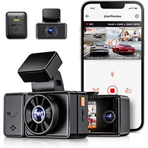 VANTRUE E3 3 Canali 2.7K+1080P+1080P Dash Cam, 5GHz WiFi GPS Telecamera Per Auto WDR/HDR, Dashcam Controllo senza Fili e Vocale, 24H. Modalità di Parcheggio Buffer, Visione Notturna IR 360°Max 512G