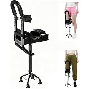 JAOGAUS Stampella per Ginocchio a Mani Libere, Stampelle in Lega di Alluminio con Base a Quattro Angoli, Altezza Regolabile, Capacità di Carico di 150 kg, Deambulatore Telescopico a Gamba Singola per Anziani