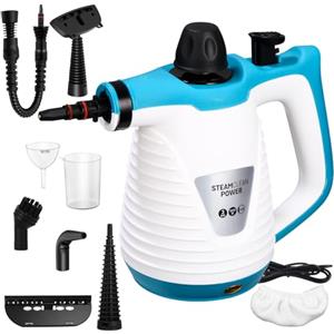 FAOKZE Idropulitrice A Vapore, 1050W Pulitore a Vapore Portatile, Pistola a Vapore in Alluminio 10 Accessori per Rimuovere le Macchi da Pavimena Moquette Tende Seggiolini Auto Cucina Cimici Bagni Altro