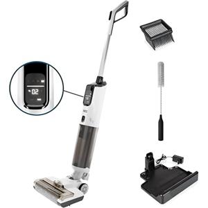 Princess 337010 AquaMotion Plus Lavapavimenti, 4 in 1 Aspira, Lava & Asciuga, Senza Fili, 50 Min Autonomia, Filtro HEPA, Autopulizia, 170W, 75dB, Display Intelligente, Base di Ricarica, Leggero