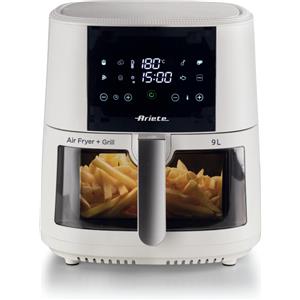 ARIETE - Friggitrice ad aria 4630, 1500 Watt, Capacita 9 litri, 8 programmi, termostato regolabile, funzione Grill - Bianco