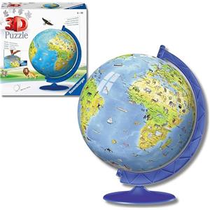 Puzzle 3d Globo Terrestre Impara La Geografia Con Gli Animali | Modellismo Da Costruire Di 180 Pezzi,Ravensburger,Eta 6-99 anni