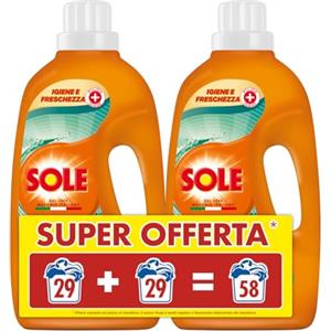 Sole Detersivo Lavatrice Igiene e Freschezza 58 Lavaggi, Formula igienizzante Contro Batteri e Cattivo Odore. Bi-pacco x 29 laggi di Detersivo Lavatrice Liquido Igiene e Freschezza