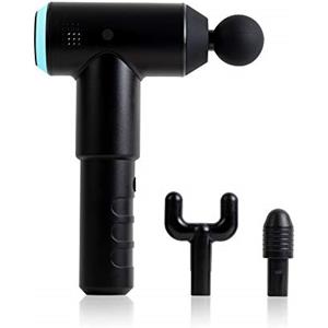 HoMedics Physio Massage Gun Massaggiatore Portatile per Fisioterapia, Massaggio Elettrico a Percussione Muscolare, 3 Testine Massaggianti, Cordless, Ricaricabile, Nero
